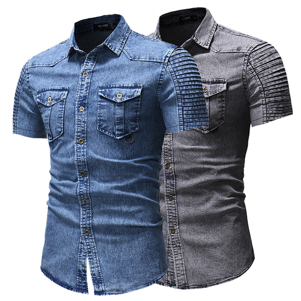 Mens 2023 Denim Army Shirt For Men Short Sleeve Casual Loose Jacket For  Summer Customizable And High Quality Chemise Drop From Mywardrobe008, $52.8  | DHgate.Com