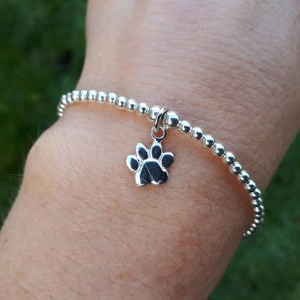 Sterling silver hotsell dog paw bracelet