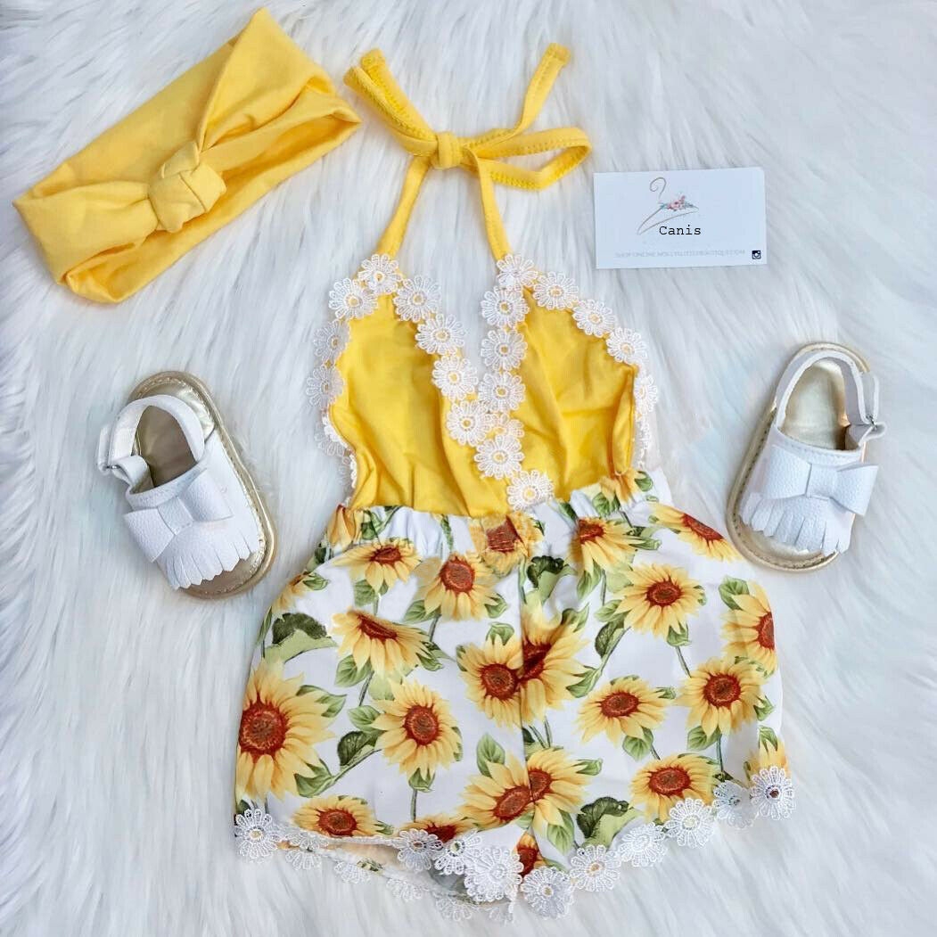 baby girl sunflower romper