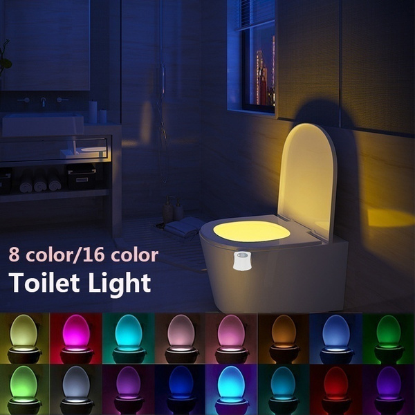 16-Color Toilet Night Light Motion Activated Detection Bathroom Bowl Lights LED