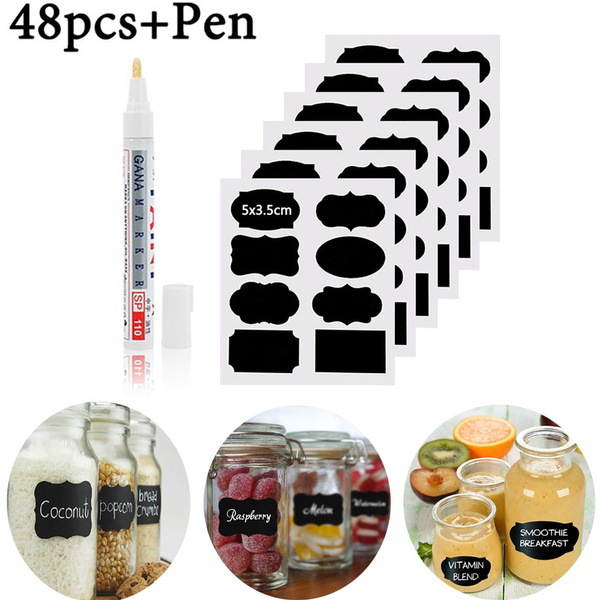 Spice Jam Jar Marker Pen Blackboard Label Labels Stickers Bottle Tags