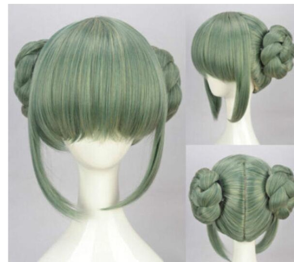 Green wig shop with buns