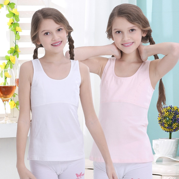 Summer Girls Underwear Vest Development Period Halter Shirt 9-12 Years Old  Girl
