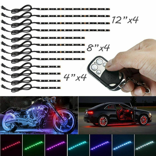 12pcs Motorcycle RGB LED Neon Under Glow Lights Strip For Harley ...