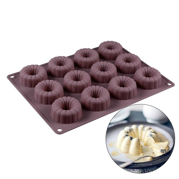 Cake Molds 12 Cavity Muffin Doughnuts Hollow Pastry Silicone Mold Cookie Mold  Oven Safe Baking Dessert