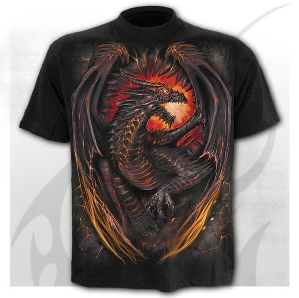 Modern Fashion Man Goth T Shirt with A Fiery Dragon Summer 3D Printer ...