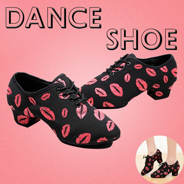 Indoor Outdoor Latin Dance Shoes Ladies Girls Dancing Shoes Red Lips