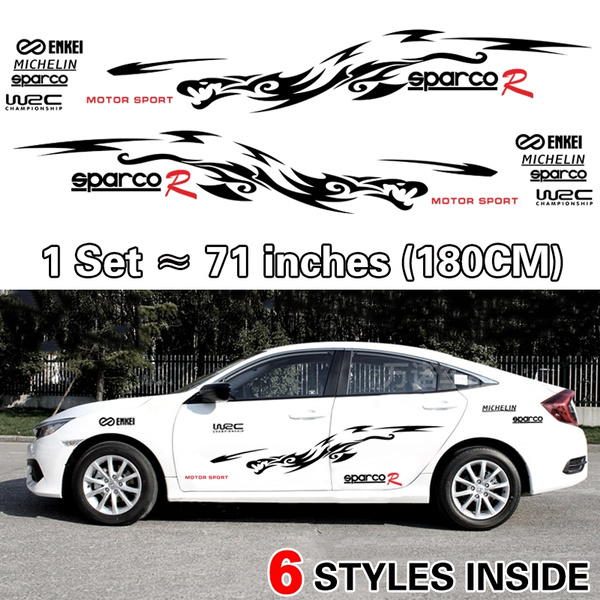Flame JDM Racing Stripe Body Side Skirt Car Sticker Decals for Car
