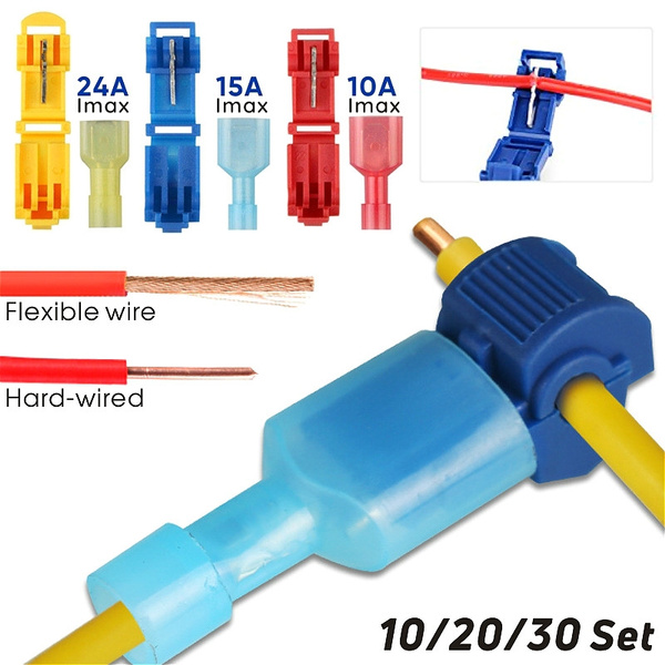 210PCS Insulated Waterproof 22-10 AWG T-Tap Quick Splice Wire Terminal Connector 