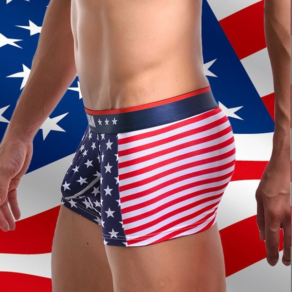 Sexy Men's Panties USA Flag Stars Striped Men Boxers Shorts Underwear Mens  Bikini Shorts