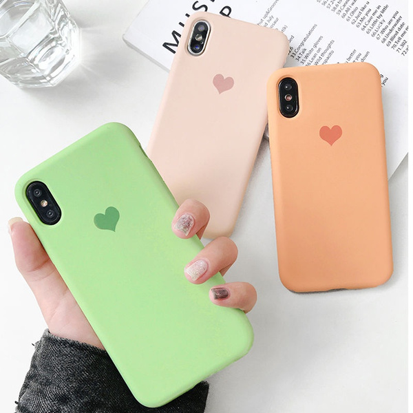 fashion Candy Color Love Heart Phone Case for iPhone 7 8 6 6s Plus Liquid Silicone TPU Back Cover For iPhone X XS Max XR