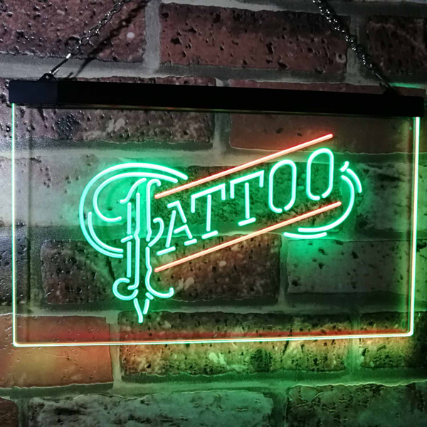 Tattoo Piercing Shop Dual Color LED Neon Sign st6-i0296 