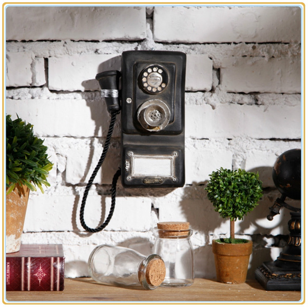 Vintage Rotary Telephone Statue Shabby Old Corded Phone Figurine Wall Mount Wish - Vintage Rotary Phone Wall Mount