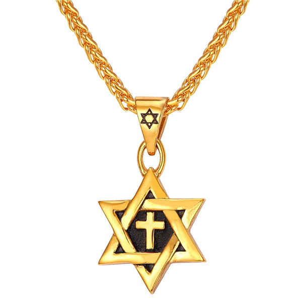 necklace with star of david and cross