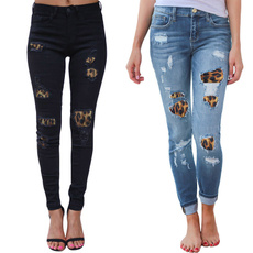 rippedhole, womens jeans, holejeansforwomen, leopardjeansforwomen