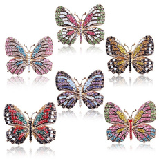 Charm Women Colorful Rhinestone Crystal Cute Butterfly Starfish Brooch Pin