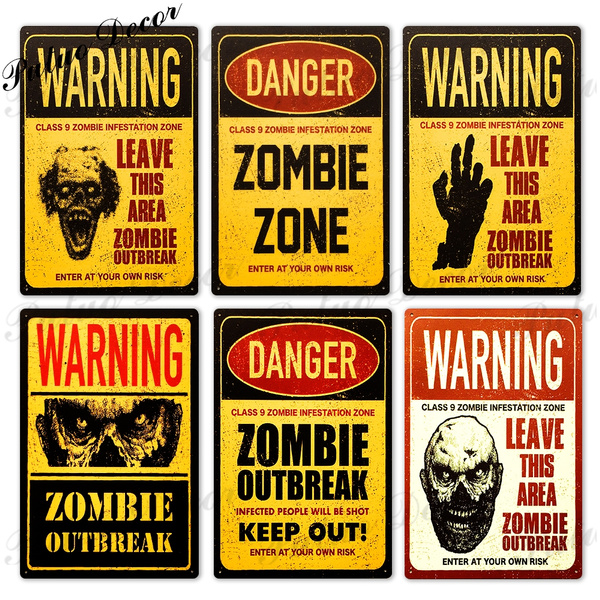 Putuo Warning Zombie Zone Tin Signs Metal Signs Posters For Room Door Bar Garage Man Cave Home House Wall Decor 8 X 12 Inches Wish