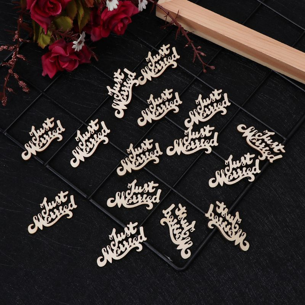 15Pcs Wooden Just Married Table Confetti Scatter Vintage Rustic Wedding Decor 