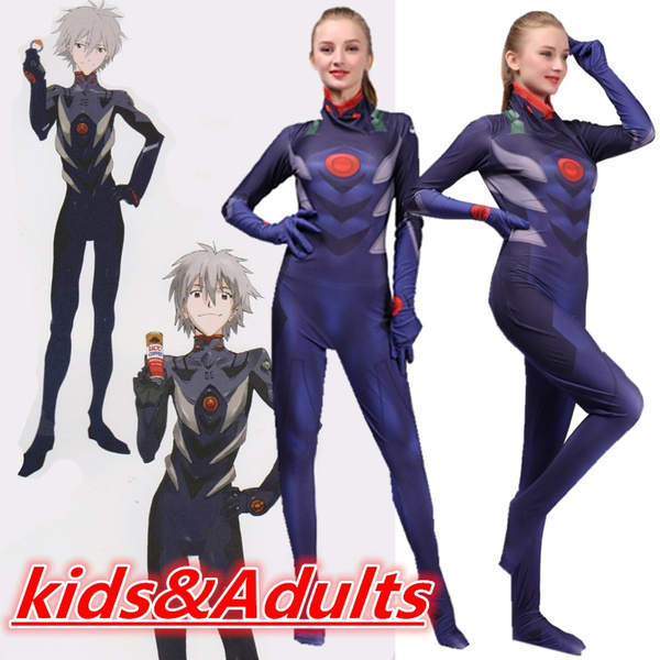 New Kids Adults Fashion Hot Japanese Anime Neon Genesis Evangelion Cosplay Jumpsuit EVA Nagisa Kaworu Cosplay Costume Women Bodytight Halloween