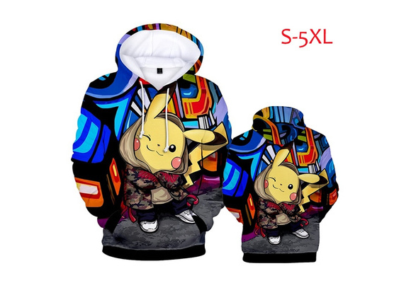 Pokemon Pikachu 3D Jungen Mädchen Langarm Kapuzenpulli Sweatshirt Hoodie Kostüm