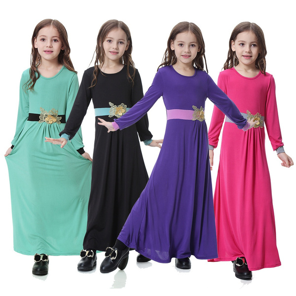 WHLBF Dresses for Women 2023 Muslim Arab Middle Teen Girl Solid Color Dress  Two-Piece Suit Gray L(L) - Walmart.com