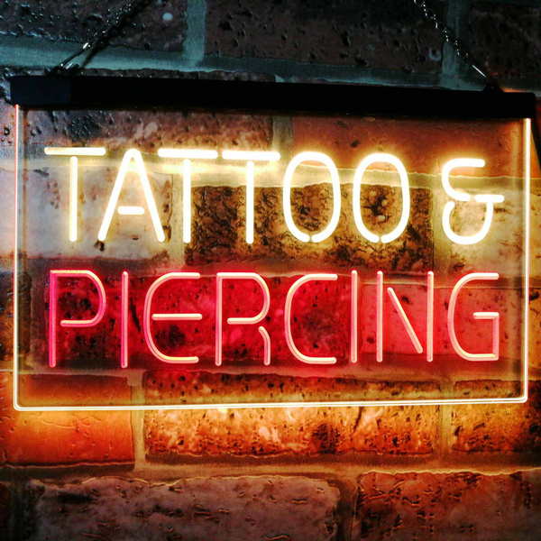 Tattoo Piercing Shop Dual Color LED Neon Sign st6-i0296 
