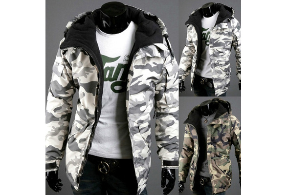 Autumn Winter Mens Camo Jacket Sportswear Thick Jacket Military Camouflage  Coat Outdoor Work Cargo Jacket at  Men's Clothing store