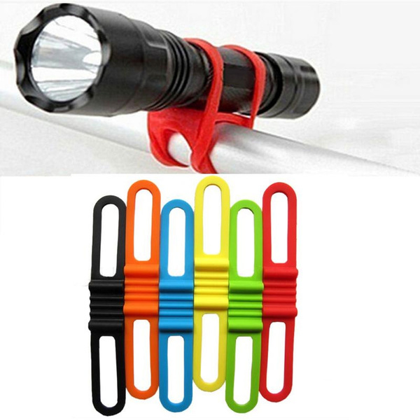 LIOOBO 5Pcs Cycling Mountain Bike Silicone Band Flashlight Phone Water Bottle Holder Strap Band Strap Tie Random Color 