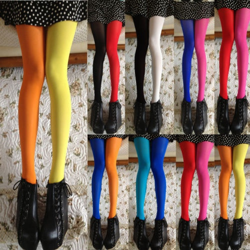 New Women Patchwork Footed Tights Stretchy Pantyhose Stockings Elastic ...