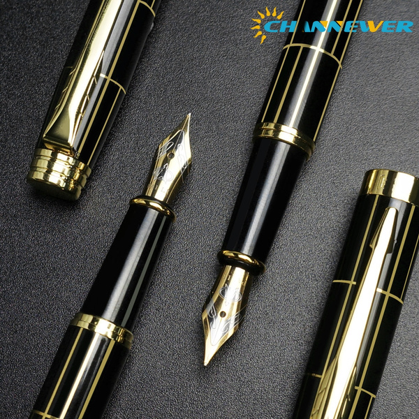 1 Pc Metal Fountain Pens, Luxury Fountain Pen with Ink Refill Converter Calligraphy  Pens for Writing Drawing Journal Executive Business Signature Gift Pens  Channewer for Men Women, School, Office Medium 0.5mm Nibs