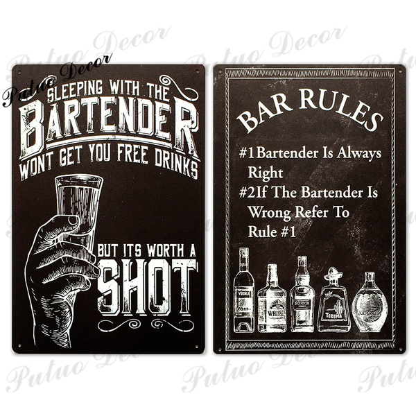 Funny Bartender Quotes Vintage Tin Signs Retro Wall Signs