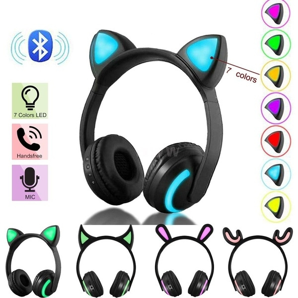 7 Color Glowing Bluetooth Wireless Headphones Headphones Anime Cat Ears Deer Ears Rabbit Ears Cartoon Wish - anime cat ears roblox