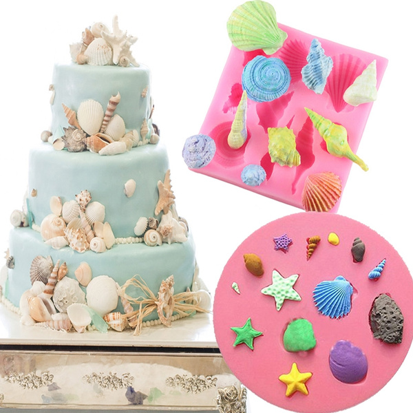 Sea Shell Silicone Fondant Moulds Cake Sugarcraft Starfish Decorating Icing Mold Sea Shell Silicone Fondant Moulds Cake Sugarcraft Starfish Decorating Icing Mold