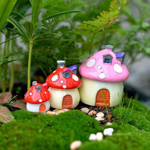 Miniature Mushroom Figurines 8 Pcs Fairy Garden Accessories Mushroom Cake Toppers Micro Landscape Garden Decoration Plant Flower Pots Ornaments,