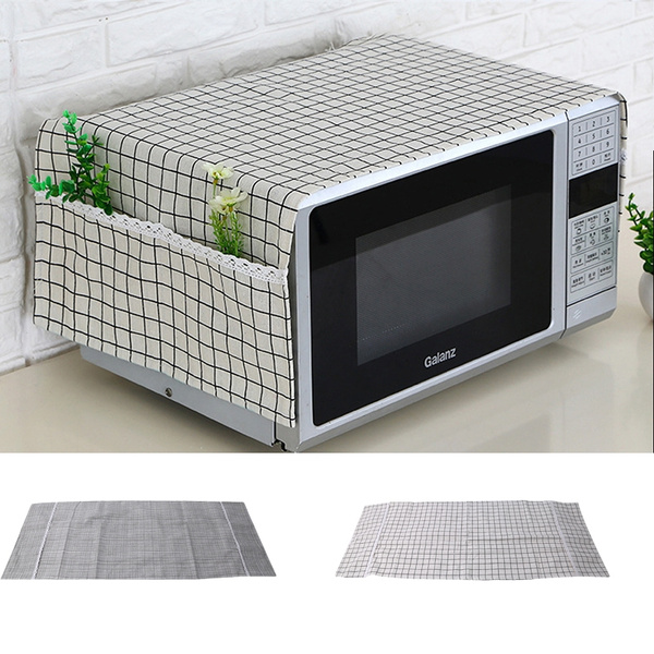Microwave Oven Top Cover Dustproof Linen Machine Protector Decorative Kitchen Appliance Cover with Side Storage Pockets 11.8x35.4inches Sunflower