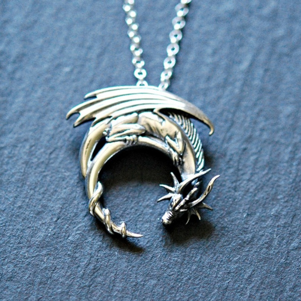 Sterling silver dragon necklace Dragon 