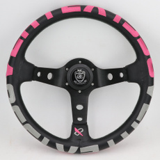 jdm, pink, racingsteeringwheel, leather