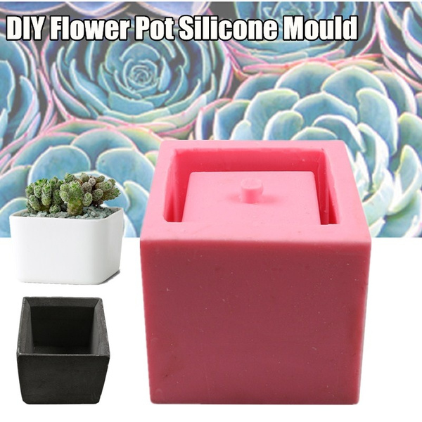 Concrete Planter Silicone Mold Square Garden Bonsai Pot Cement Flower Pot Mould 