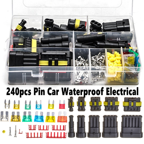 240pcs/set Car Electrical Wire Connector Terminal 1/2/3/4/5/6 Pin Way Blade Fuse 