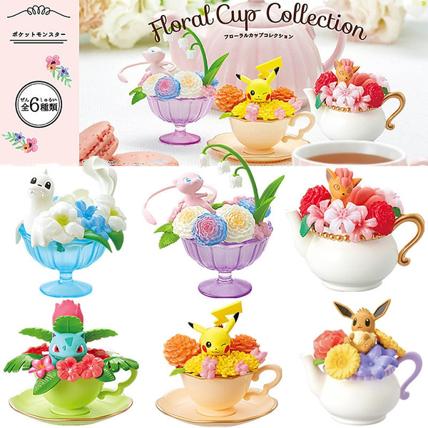 6 Pcs Lot Anime Pokemon Floral Cup Collection Action Figure Model Toys Wish