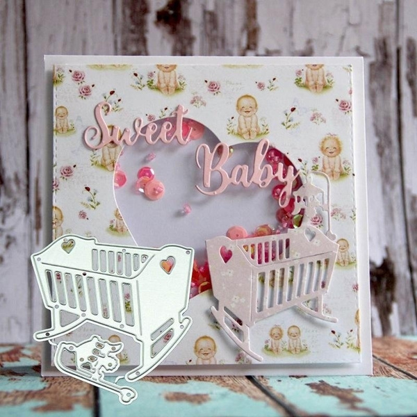 Sweet baby crib metal cutting dies diy craft stamps cut embossing card