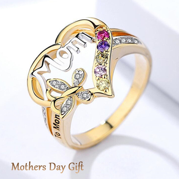 Crystal Heart Ring - Gold - 6 US