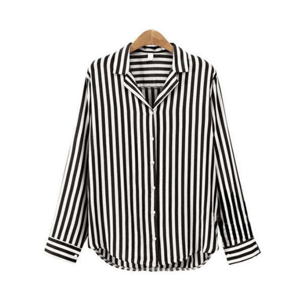 black and white vertical striped top