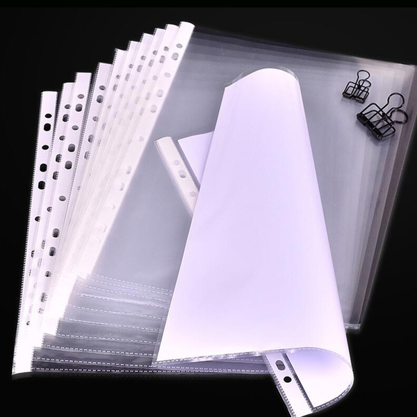 A4 Clear Plastic Punched Pockets Sheet Protectors Cover Files Medium 40 micron 