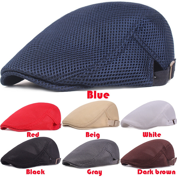 Unisex Breathable Mesh Flat Cap Summer Hat Adjustable Newsboy Beret Ivy ...