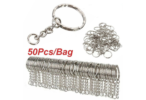 20/100 Pcs Silver Steel Key Rings Chains Split Ring Hoop Metal Loop 25mm