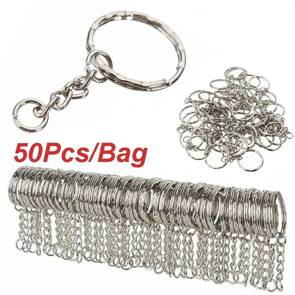 100Pcs Key Rings Keychains Split Ring Hoop Metal Loop Steel Accessories 1.2*25mm 