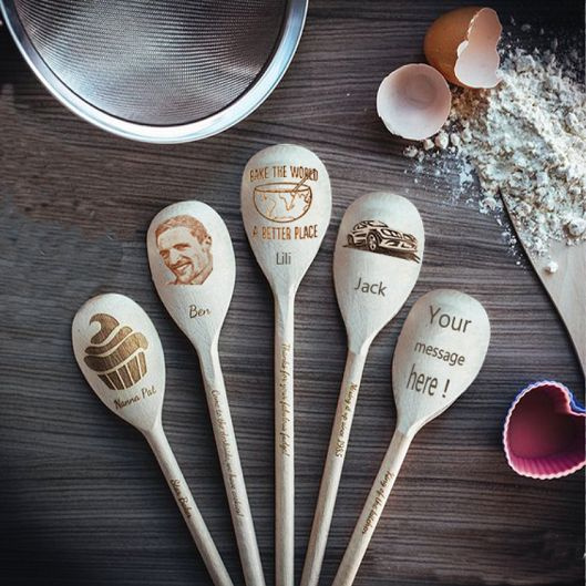 Baking Gift Box, Engraved Wooden Spoon, Aunt Gift, Unique Cooking Gift, 