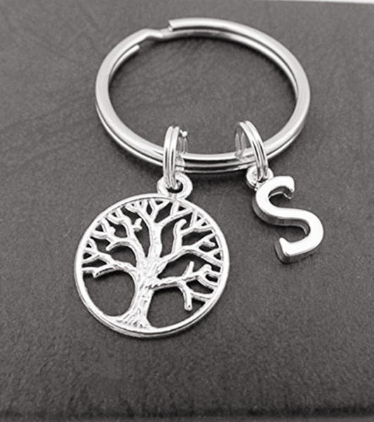 Tree of life initial keychain tree of life key chain tree of life