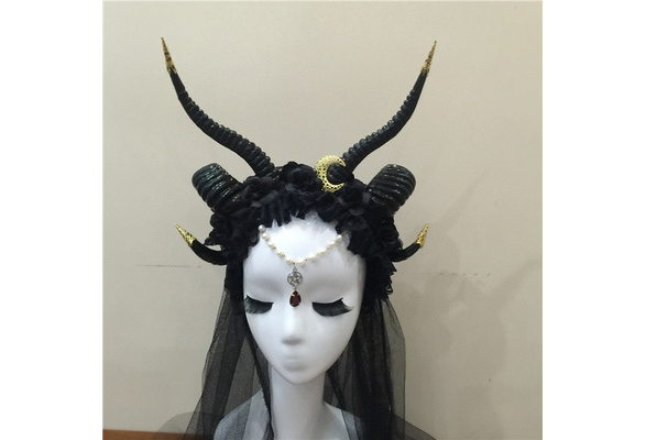Ram Horns Cosplay Headband Black Purple HB392